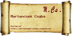 Martencsek Csaba névjegykártya